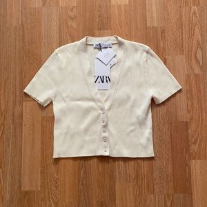 NWT Zara short sleeve button top